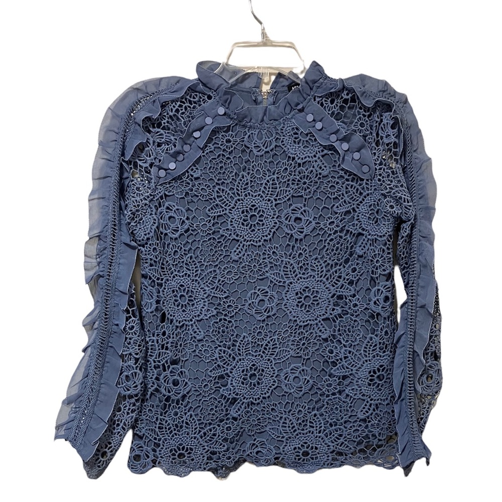 INA Blue Lace Long Sleeve Lined Shirt